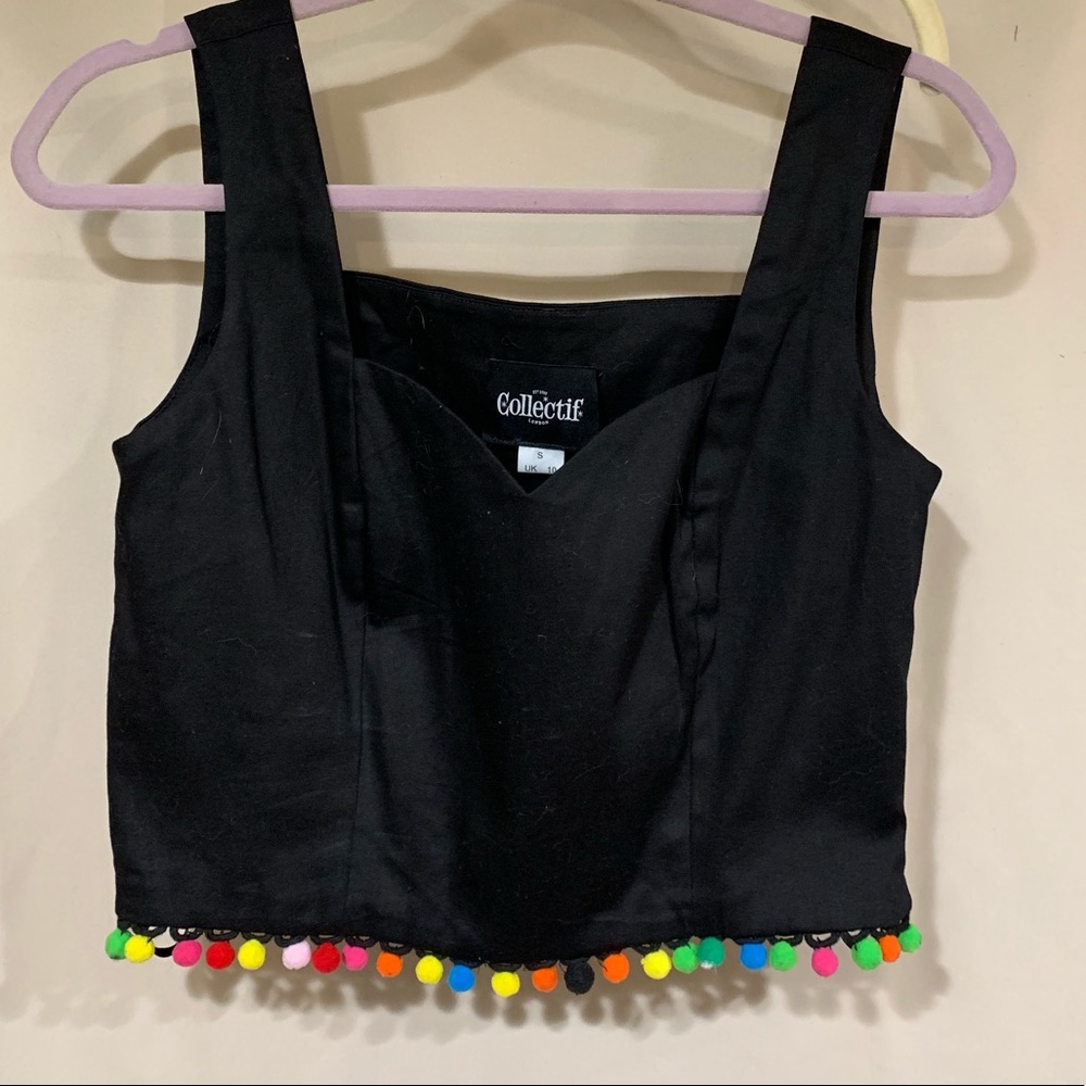 Collectif Pom Pom Crop Top size small/ UK 10